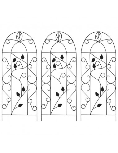 Supporti da Giardino per Piante 3 pz Neri 40x100 cm in Ferro