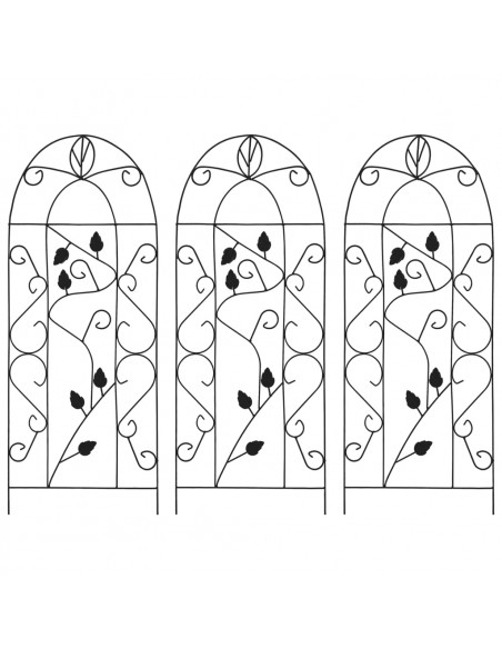 Supporti da Giardino per Piante 3 pz Neri 40x100 cm in Ferro