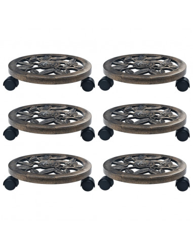 Carrelli Portavasi 6 pz Bronzo 30 cm in Plastica
