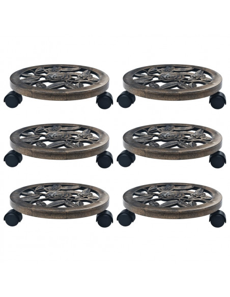 Carrelli Portavasi 6 pz Bronzo 30 cm in Plastica
