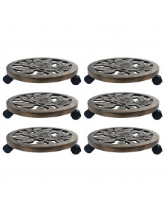 Carrelli Portavasi 6 pz Bronzo 38 cm in Plastica 2