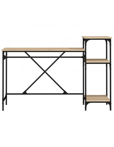 Scrivania Ripiani Rovere Sonoma 135x50x90cm Multistrato e Ferro