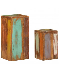 Supporti per Piante 2 pz in Legno Massello di Recupero 2