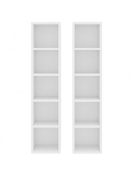 Scaffali Porta CD 2 pz Bianchi 21x16x93,5 cm Legno Multistrato