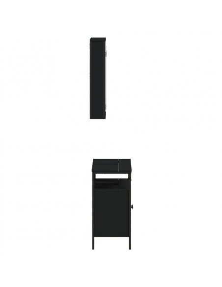 Set Mobili da Bagno 2 pz Nero in Legno Multistrato