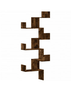 Scaffale Angolare a Muro Rovere Fumo 45x45x147 cm Multistrato 2