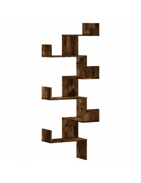 Scaffale Angolare a Muro Rovere Fumo 45x45x147 cm Multistrato