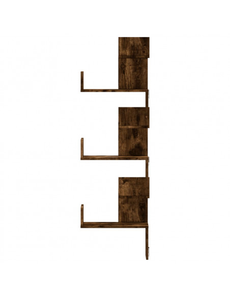 Scaffale Angolare a Muro Rovere Fumo 45x45x147 cm Multistrato