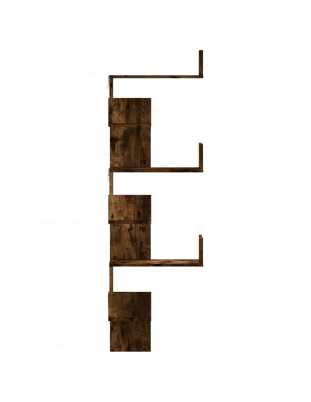 Scaffale Angolare a Muro Rovere Fumo 45x45x147 cm Multistrato