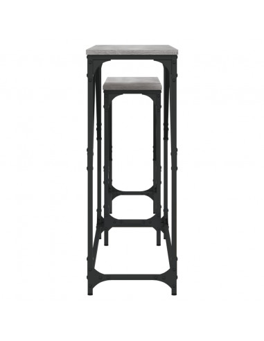 Tavoli Consolle Impilabili 2pz Grigio Sonoma Legno Multistrato