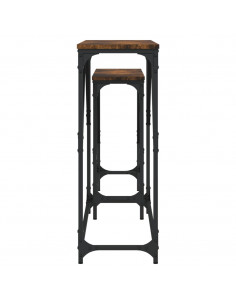 Tavoli Consolle Impilabili 2pz Rovere Fumo Legno Multistrato