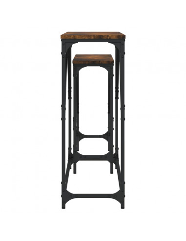 Tavoli Consolle Impilabili 2pz Rovere Fumo Legno Multistrato