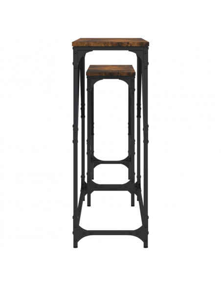 Tavoli Consolle Impilabili 2pz Rovere Fumo Legno Multistrato