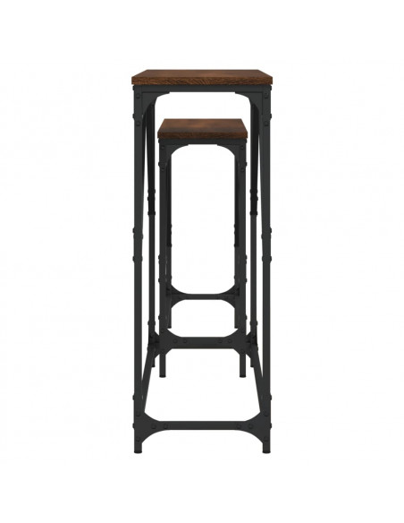 Tavoli Consolle Impilabili 2pz Rovere Marrone Legno Multistrato
