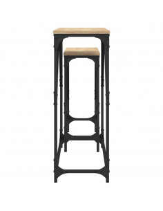 Tavoli Consolle Impilabili 2pz Rovere Sonoma Legno Multistrato