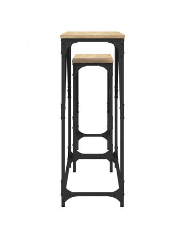 Tavoli Consolle Impilabili 2pz Rovere Sonoma Legno Multistrato