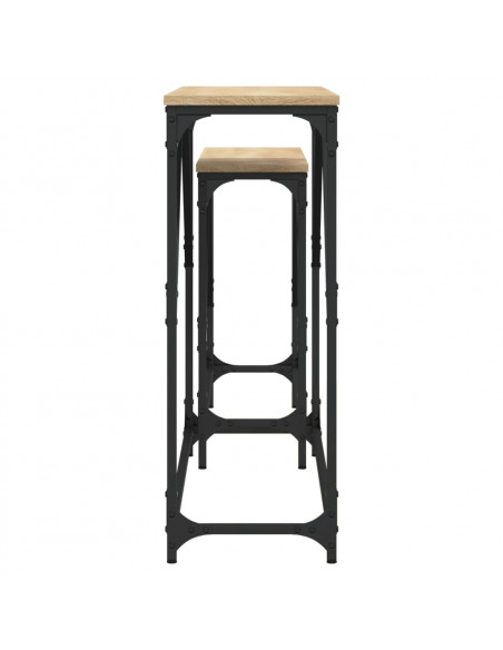 Tavoli Consolle Impilabili 2pz Rovere Sonoma Legno Multistrato