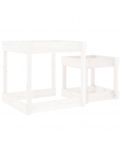 Tavoli Sabbiere 2 pz Bianchi in Legno Massello di Pino