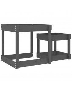 Tavoli Sabbiere 2 pz Grigi in Legno Massello di Pino