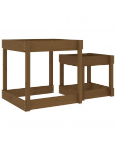 Tavoli Sabbiere 2 pz Miele in Legno Massello di Pino