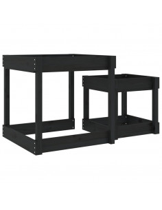 Tavoli Sabbiere 2 pz Neri in Legno Massello di Pino