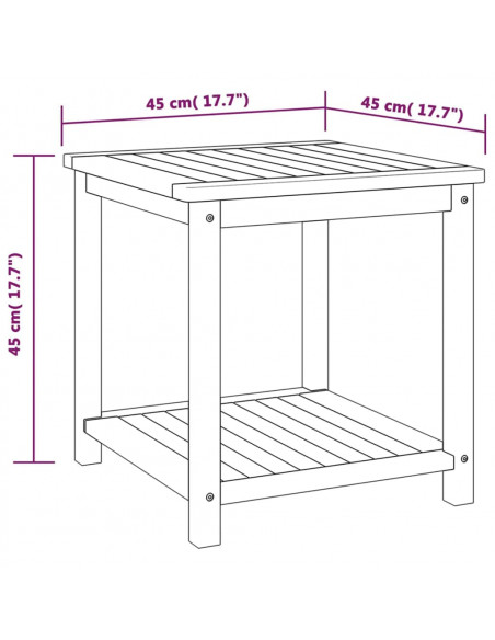 Tavolinetto in Legno Massello di Acacia 45x45x45 cm