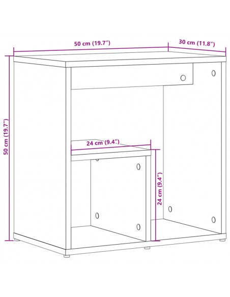 Tavolini 2pz rovere fumo 50x30x50 cm in Legno Multistrato