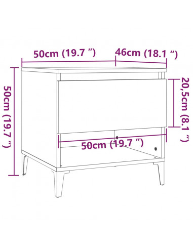 Tavolini 2pz Rovere Fumo 50x46x50 cm in Legno Multistrato