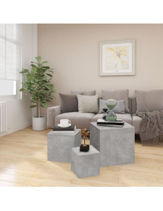 Tavolini 3 pz Grigio Cemento in Truciolato