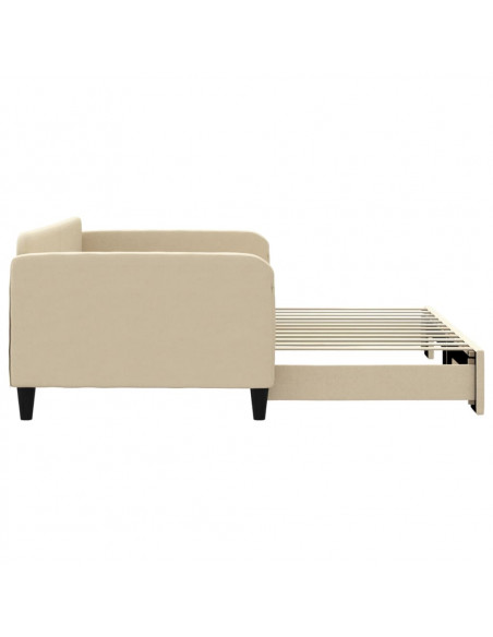 Divano Letto con Letto Estraibile Crema 100x200 cm in Tessuto
