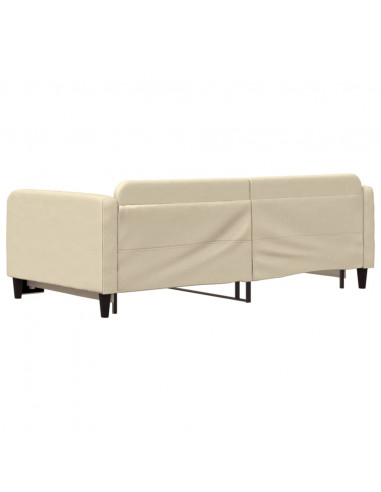 Divano Letto con Letto Estraibile Crema 100x200 cm in Tessuto