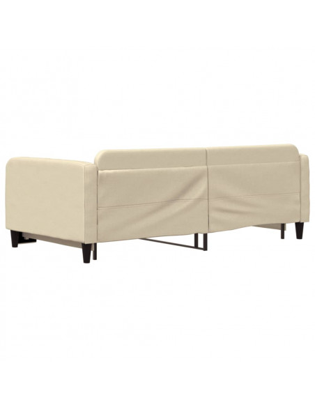 Divano Letto con Letto Estraibile Crema 100x200 cm in Tessuto