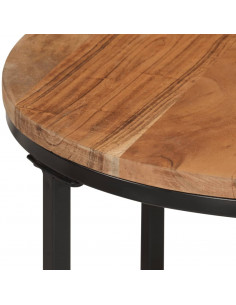 Tavolini a Incastro 3 pz in Legno Massello di Acacia e Ferro