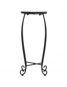 Tavolini con Mosaico 3 pz Blu e Bianco in Ceramica