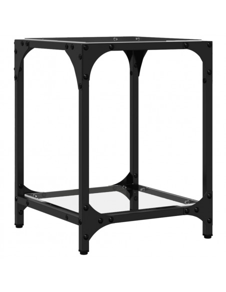 Tavolini con Piano in Vetro Trasparente 2 pz 30x30x40cm Acciaio