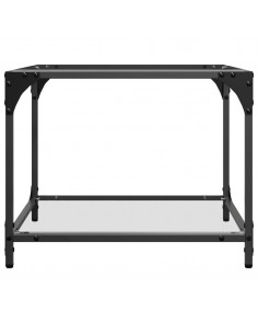 Tavolini con Piano in Vetro Trasparente 2 pz 50x50x40cm Acciaio
