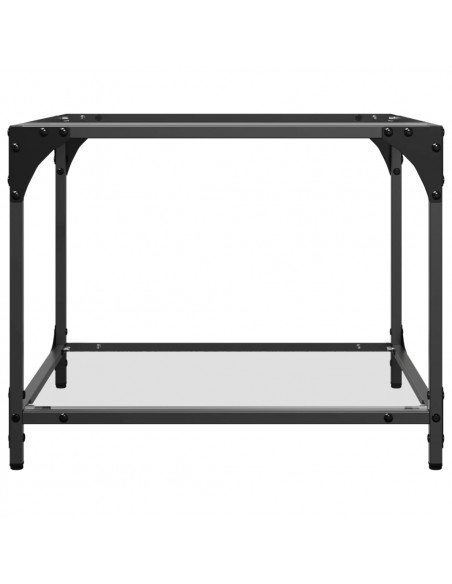 Tavolini con Piano in Vetro Trasparente 2 pz 50x50x40cm Acciaio