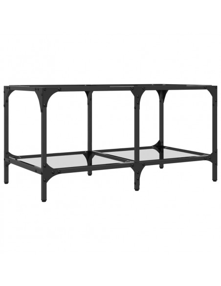 Tavolini con Piano Vetro Trasparente 2 pz 78,5x40x40 cm Acciaio
