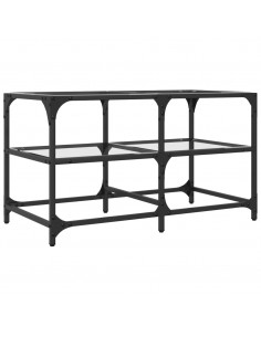 Tavolini con Piano Vetro Trasparente 2 pz 78,5x40x45 cm Acciaio