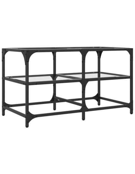 Tavolini con Piano Vetro Trasparente 2 pz 78,5x40x45 cm Acciaio