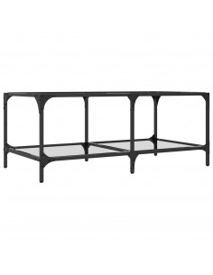 Tavolini con Piano Vetro Trasparente 2 pz 98,5x50x40 cm Acciaio