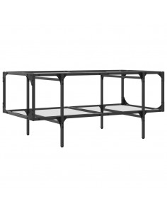 Tavolini con Piano Vetro Trasparente 2 pz 98,5x50x45 cm Acciaio