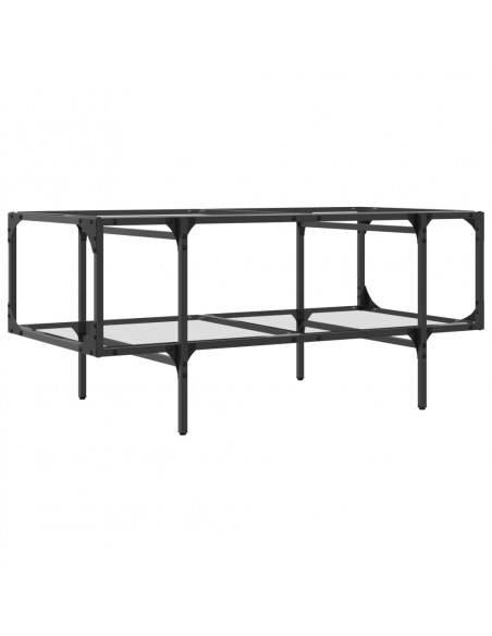 Tavolini con Piano Vetro Trasparente 2 pz 98,5x50x45 cm Acciaio