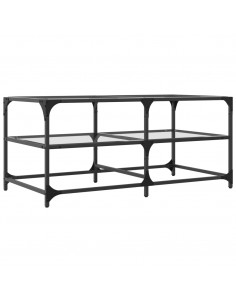Tavolini con Piano Vetro Trasparente 2 pz 98,5x50x45 cm Acciaio