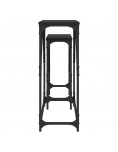 Tavolini Consolle Impilabili 2 pz Neri in Legno Multistrato