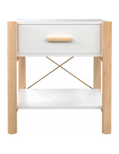 Tavolini da Letto 2pz Bianchi 42x38x45 cm in Legno Multistrato