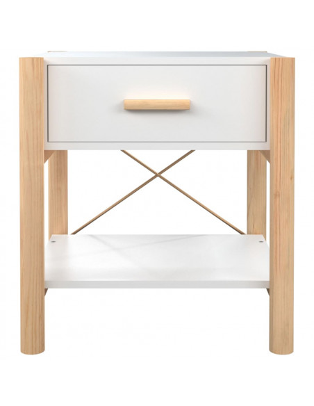 Tavolini da Letto 2pz Bianchi 42x38x45 cm in Legno Multistrato