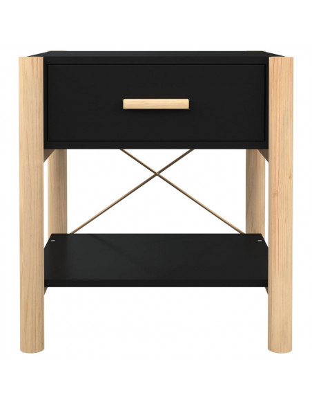 Tavolini da Letto 2pz Nero 42x38x45 cm in Legno Multistrato