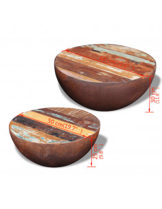 Tavolini da Salotto 2 pz a Forma di Palla in Legno di Recupero
