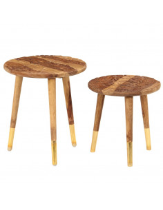 Tavolini da Salotto 2 pz in Legno Massello di Sheesham